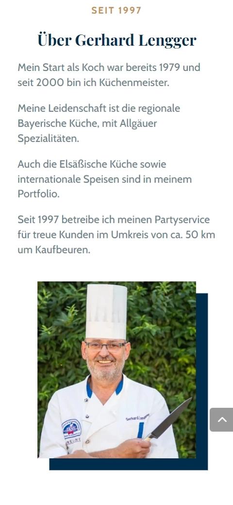 Website-Screenshot Mobile - Gerhards Partyservice